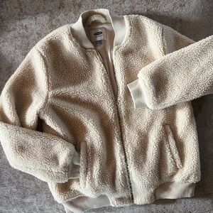 Old Navy Cream Sherpa Bomber Jacket